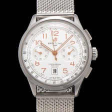 브라이틀링 남성용 프리미에르 AB0145211G1P1 크로노그래프 7750 타입 오토매틱 42mm 메쉬밴드 화이트 다이얼 bre6018 Ⅳ