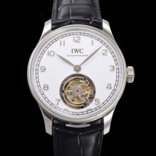 아이떠블유씨 남성용 포르투기저 핸드 와인드 투르비옹 42.4mm 가죽줄 화이트 다이얼 iwc71021 Ⅳ