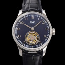아이떠블유씨 남성용 포르투기저 핸드 와인드 투르비옹 42.4mm 가죽줄 블랙 다이얼 iwc71022 Ⅳ