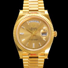 로렉스 남성용 데이데이트 m228238-0005 18K 옐로우골드 40mm 오토매틱 Cal.3255 타입 샴페인 바게트 다이얼 rol5300 Ⅳ