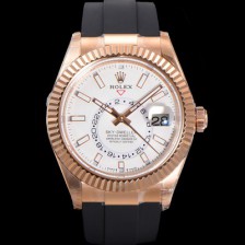 로렉스 남성용 스카이더웰러 m336235-0003 18K 로즈골드 42mm 오토매틱 Cal.9002 타입 우레탄줄 화이트 다이얼 rol5313 Ⅳ