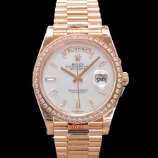 로렉스 남성용 New 데이데이트 m228345rbr-0026 무게187g 프레지던트 18K 로즈골드 40mm 오토매틱 Cal.2836-2 타입 다이아몬드/마더 오브펄 다이얼 rol5402 Ⅳ