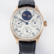 아이더블유씨 남성용 포루투기즈 IW503405 퍼페추얼 캘린더 더블 문 플래티넘 44mm 18k 로즈골드 오토매틱 무브먼트 화이트 다이얼 iwc4110 Ⅳ