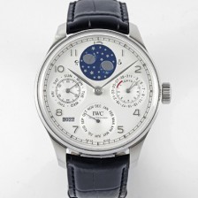 아이더블유씨 남성용 포루투기즈 IW503406 퍼페추얼 캘린더 더블 문 플래티넘 44mm 오토매틱 무브먼트 화이트 다이얼 iwc4104 Ⅳ