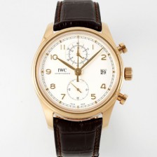 아이더블유씨 남성용 포루투기즈 IW390301 18k 로즈골드 42mm 크로노그래프 오토매틱 무브먼트 화이트 다이얼 iwc4096 Ⅳ