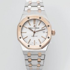 오데마피게 남성용 하이엔드 15450ST 로얄오크 18K 로즈골드 37mm 오토매틱 Cal.3120무브먼트 실버 와플 다이얼 aud6523 Ⅳ