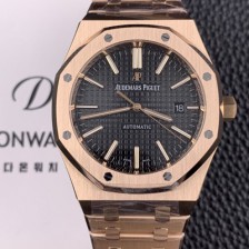 오데마피게 남성용 15400OR.OO.1220OR.01 로얄오크 18k 로즈골드 41mm 오토매틱 Cal.3120무브먼트 블랙 와플 다이얼 aud6534 Ⅳ