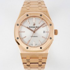 오데마피게 남성용 15400OR.OO.1220OR.02 로얄오크 18k 로즈골드 41mm 오토매틱 Cal.3120무브먼트 실버 와플 다이얼 aud6536 Ⅳ