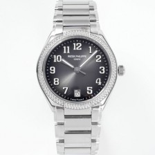 파텍필립 여성용 트웬티-포 티파니 7300/1200A-010 다이아몬드 36mm 오토매틱 Cal.324 타입 그레이 다이얼 pat2232 Ⅳ