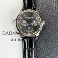 파텍필립 남성용 퍼페추얼 캘린더 5140 가죽줄 40mm 오토매틱 Cal.240 타입 그레이 다이얼 pat2238 Ⅳ