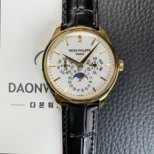 파텍필립 남성용 퍼페추얼 캘린더 18K 옐로우골드 5140 가죽줄 40mm 오토매틱 Cal.240 타입 화이트 다이얼 pat2242 Ⅳ