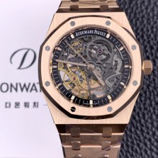 오데마피게 남성용 하이엔드 로얄오크 15407OR.OO.1220OR.01 더블 밸런스 휠 오픈워크 18k 로즈골드 41mm 오토매틱 Cal.3132무브먼트 스켈레톤 다이얼 aud6586 Ⅳ