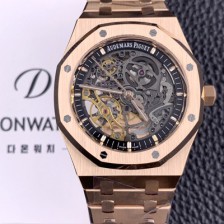 오데마피게 남성용 하이엔드 로얄오크 15407OR.OO.1220OR.01 더블 밸런스 휠 오픈워크 18k 로즈골드 41mm 오토매틱 Cal.3132무브먼트 스켈레톤 다이얼 aud6586 Ⅳ