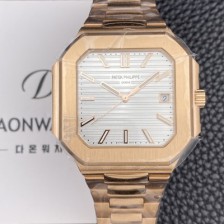 파텝필립 남성용 큐비투스 데이트 Ref.5821 18K 로즈골드 45mm 오토매틱 Cal.26-330 SC 타입 화이트 다이얼 pat2258 Ⅳ
