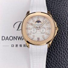 파텝필립 남성용 아쿠아넛 5261R 루스 연간 캘린더 문페이즈 39.9mm 18K 로즈골드 오토매틱 Cal.324 S C 타입 화이트 다이얼 pat2272 Ⅳ