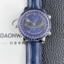 파텍필립 남성용 그랜드 컴플리케이션 6104P 문페이즈 43mm 오토매틱 Cal.240 타입 블루 다이얼 pat2274 Ⅳ