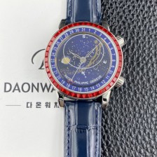 파텍필립 남성용 그랜드 컴플리케이션 6104P 문페이즈 43mm 오토매틱 Cal.240 타입 블루 다이얼 pat2275 Ⅳ