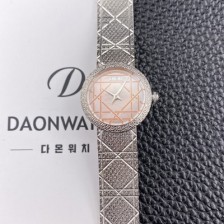 디올 여성용 라디드 사틴 25mm 쿼츠 무브먼트 핑크 자게 다이얼 dio1012 Ⅳ