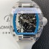 리차드밀레 남성용 RM055 트랜스파랜트 50mm 미네랄 크리스탈 기계식 수동형 무브먼트 블루 스켈레톤 다이얼 ric0328 Ⅳ