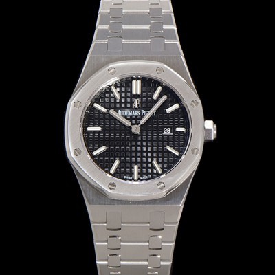 오데마피게 여성용 로얄오크 67650ST.OO.1261ST.01 브레이슬릿 33mm 쿼츠 무브먼트 블랙 와플 다이얼 AUD0254 Ⅳ