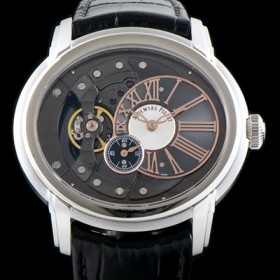 오데마피게 남성용 밀레어리 컬렉션 15350ST.OO.D002CR.01 "최신형 칼리버 4101탑재" 47mm 다크 그레이&화이트 스켈레톤 다이얼 Cal. 4101오토매틱 무브먼트 AUD0103 Ⅳ