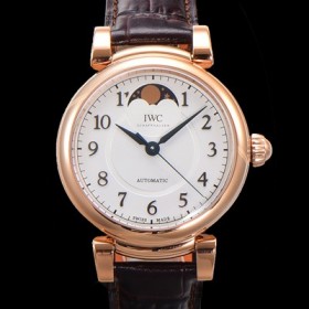 아이더블유씨여성용 다빈치 오토매틱 문페이즈 36mm 18K 로조골드 가죽줄 화이트다이얼 iwc56034 Ⅳ