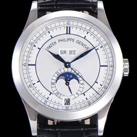 파텍필립 남성용 컴플리케이션 5396R 에뉴얼 캘린더 39MM UP!! 데이-데이트 문페이즈 화이트 다이얼 Cal.324 S C 오토매틱 무브먼트 PAT01142 Ⅳ