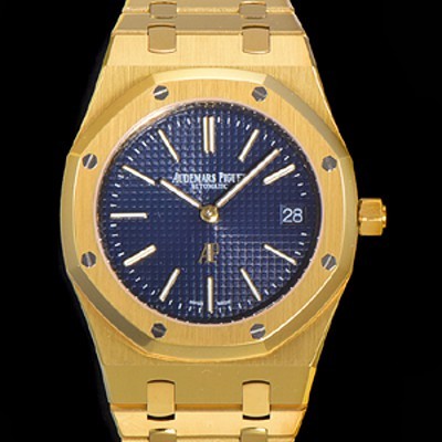 오데마피게 로얄오크 점보 엑트라-씬 오토매틱 Cal.2121 타입 39mm 남성용 18K옐루골드도금 블랙다이얼 aud14859 Ⅳ