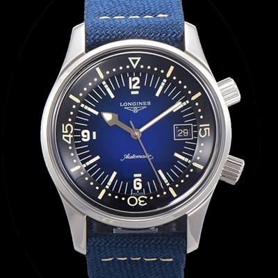 론진 남성용 해리티지 오토매틱 Cal.L888.5 타입 42mm 가죽줄 블루다이얼 lon5199 Ⅳ