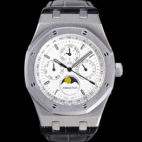 오데마피게 남성용 로얄오크 퍼펙츄얼 캘린더 41mm 오토매틱 T5134 타입 가죽줄 화이트다이얼 aud9513 Ⅳ