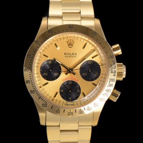 로렉스 남성용 1965년 모델 클래식  코스모그래프 데이토나  Ref.6239 수동감기/기계식 37mm 18K옐루골드 스크류 다운 푸셔 메탈줄 골드다이얼 rol1235 Ⅳ