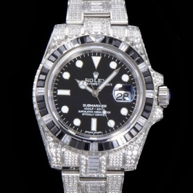 로렉스 남성용 서브마리너 풀 다이아몬드 셋팅 오토매틱 Cal.3135 무브 40mm 블랙다이얼 rol5113 Ⅳ