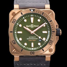 벨앤로즈 남성용 BR03-92 다이버 브론즈 소재 오토매틱 9015 타입 42mm 가죽줄 그린 다이얼 bel4091 Ⅳ