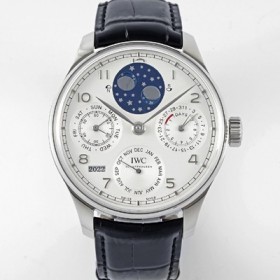 아이더블유씨 남성용 포루투기즈 IW503406 퍼페추얼 캘린더 더블 문 플래티넘 44mm 오토매틱 무브먼트 화이트 다이얼 iwc4104 Ⅳ