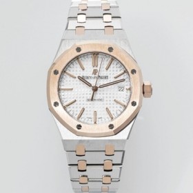 오데마피게 남성용 하이엔드 15450ST 로얄오크 18K 로즈골드 37mm 오토매틱 Cal.3120무브먼트 실버 와플 다이얼 aud6523 Ⅳ