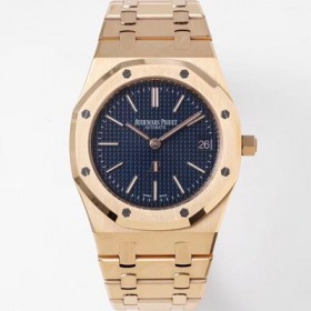 오데마피게 남성용 하이엔드 로얄오크 15202OR.OO.1240OR.01 엑스트라 씬 18K 로즈골드 39mm 오토매틱 Cal.2121타입 블루 다이얼 aud6570 Ⅳ