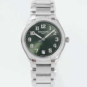 파텍필립 여성용 트웬티-포 티파니 7300/1200A-011 다이아몬드 36mm 오토매틱 Cal.324 타입 올리브 그린 다이얼 pat2231 Ⅳ