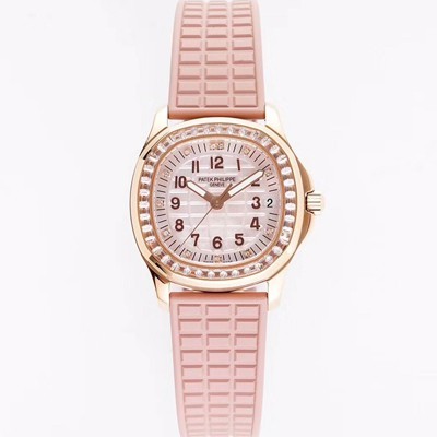 파텍필립 여성용 아쿠아넛 5072R-001 마더 오브 펄 18k 로즈골드 35.6mm 오토매틱 Cal.324 타입 투톤 베이지 다이얼 pat2234 Ⅳ
