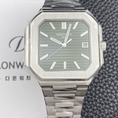 파텝필립 남성용 큐비투스 데이트 Ref.5821 45mm 오토매틱 Cal.26-330 SC 타입 그린 다이얼 pat2265 Ⅳ