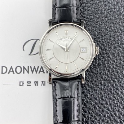 파텍필립 남성용 칼라트라바 5153G 가죽줄 38mm 오토매틱 Cal.324 타입 화이트 다이얼 pat2279 Ⅳ